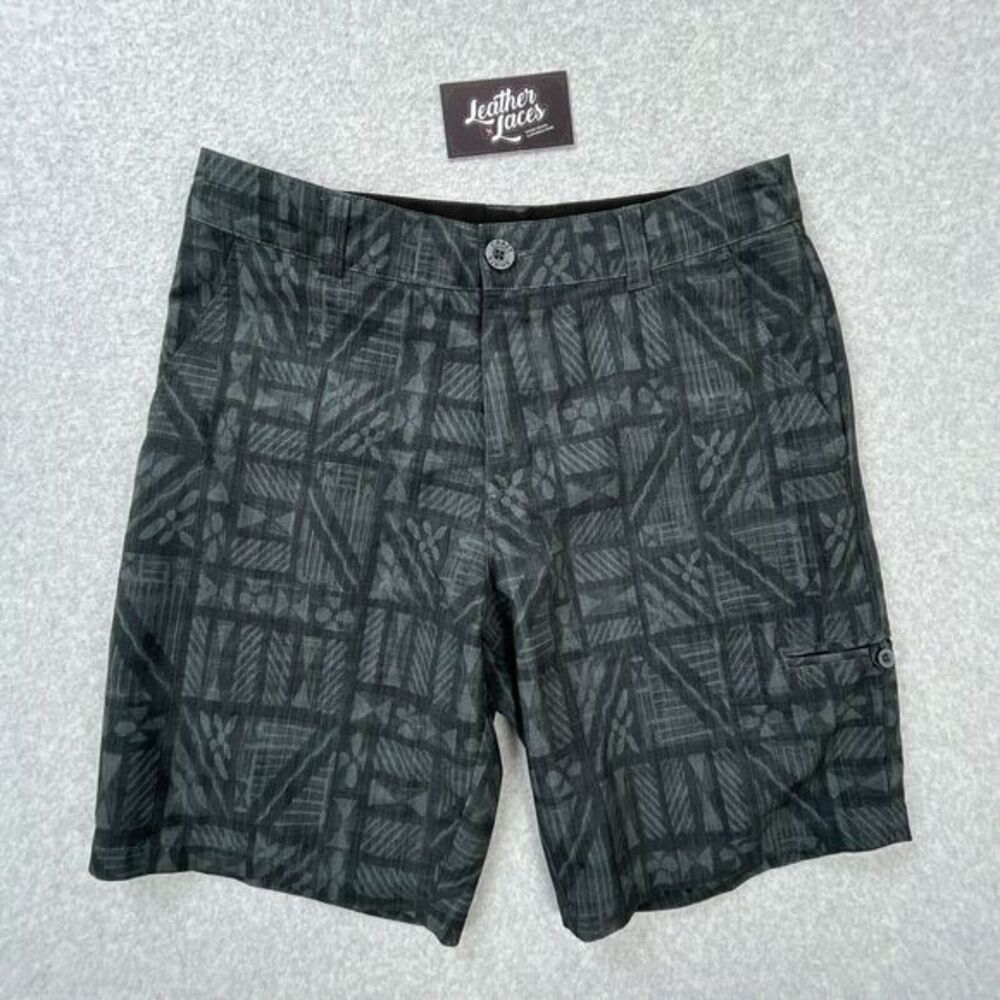 Crazy Shirts Hawaii Hybrid Shorts Mens Sz‎ 30 Gray Geometric Coconut Polyester
